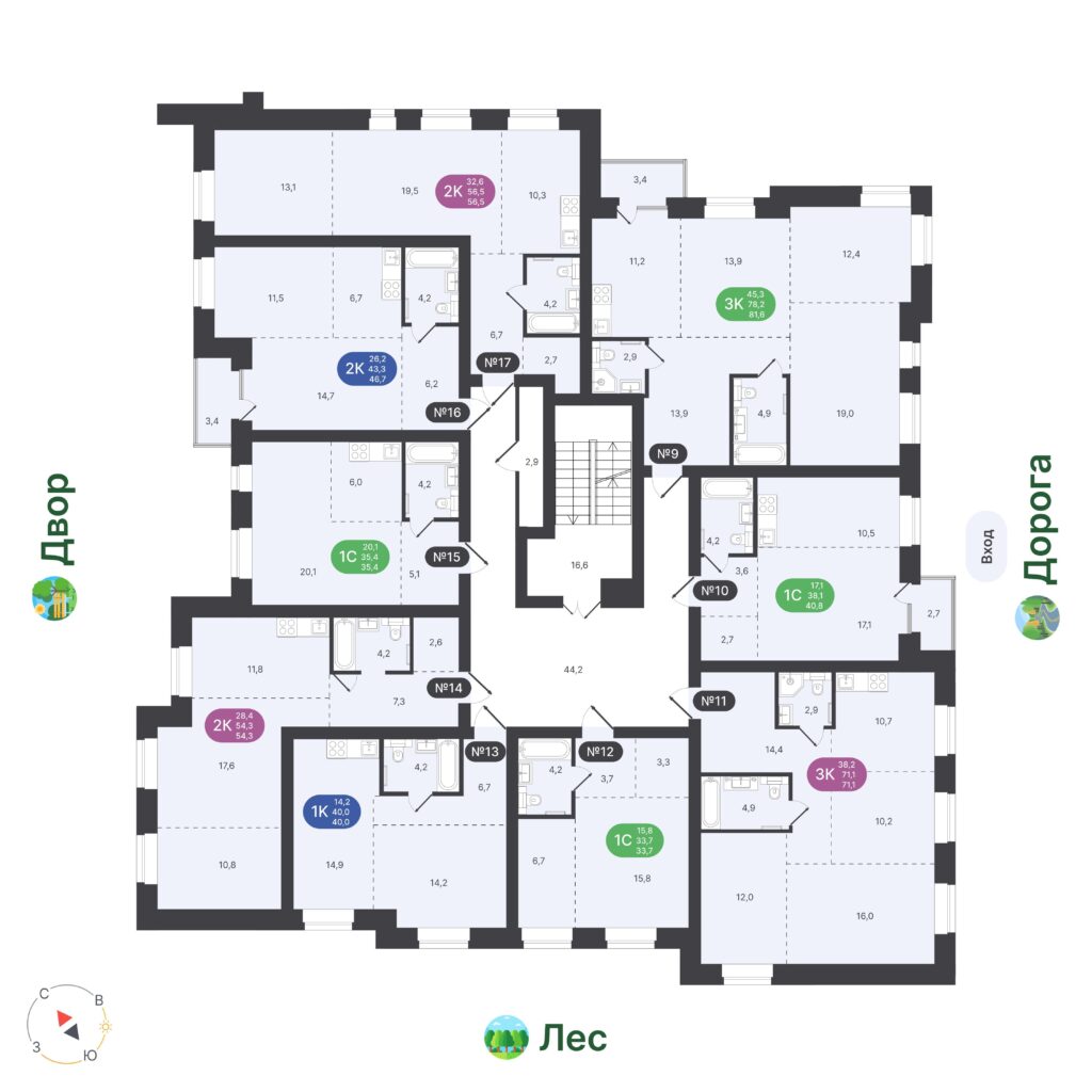 1-комнатная квартира, 40 м²